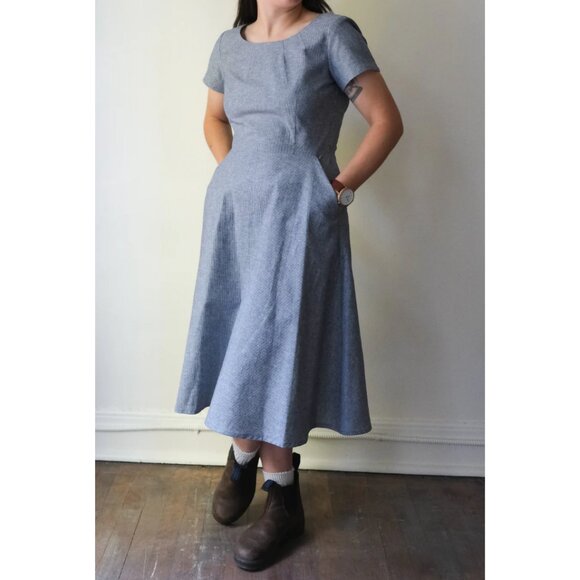 Atelier B. Linen Cotton A-Line Fit & Flare Mini Midi Sun Dress Summer Sundress - Picture 10 of 10